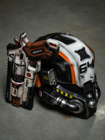 Titanfall Militia Assault Pilot Helmet Replica – Life-Size Cosplay Helmet, Wearable 6-4 Squadron Tribute, Collectible Gaming Display for Fans