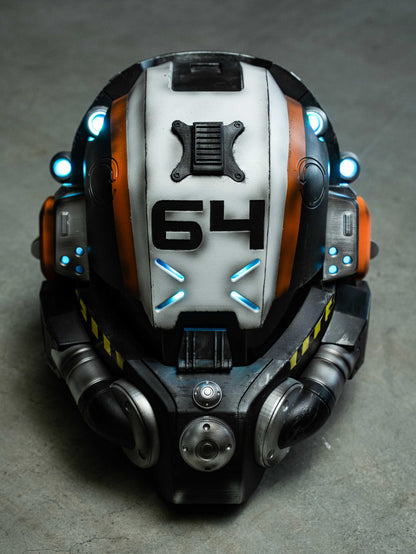 Titanfall Militia Assault Pilot Helmet Replica – Life-Size Cosplay Helmet, Wearable 6-4 Squadron Tribute, Collectible Gaming Display for Fans